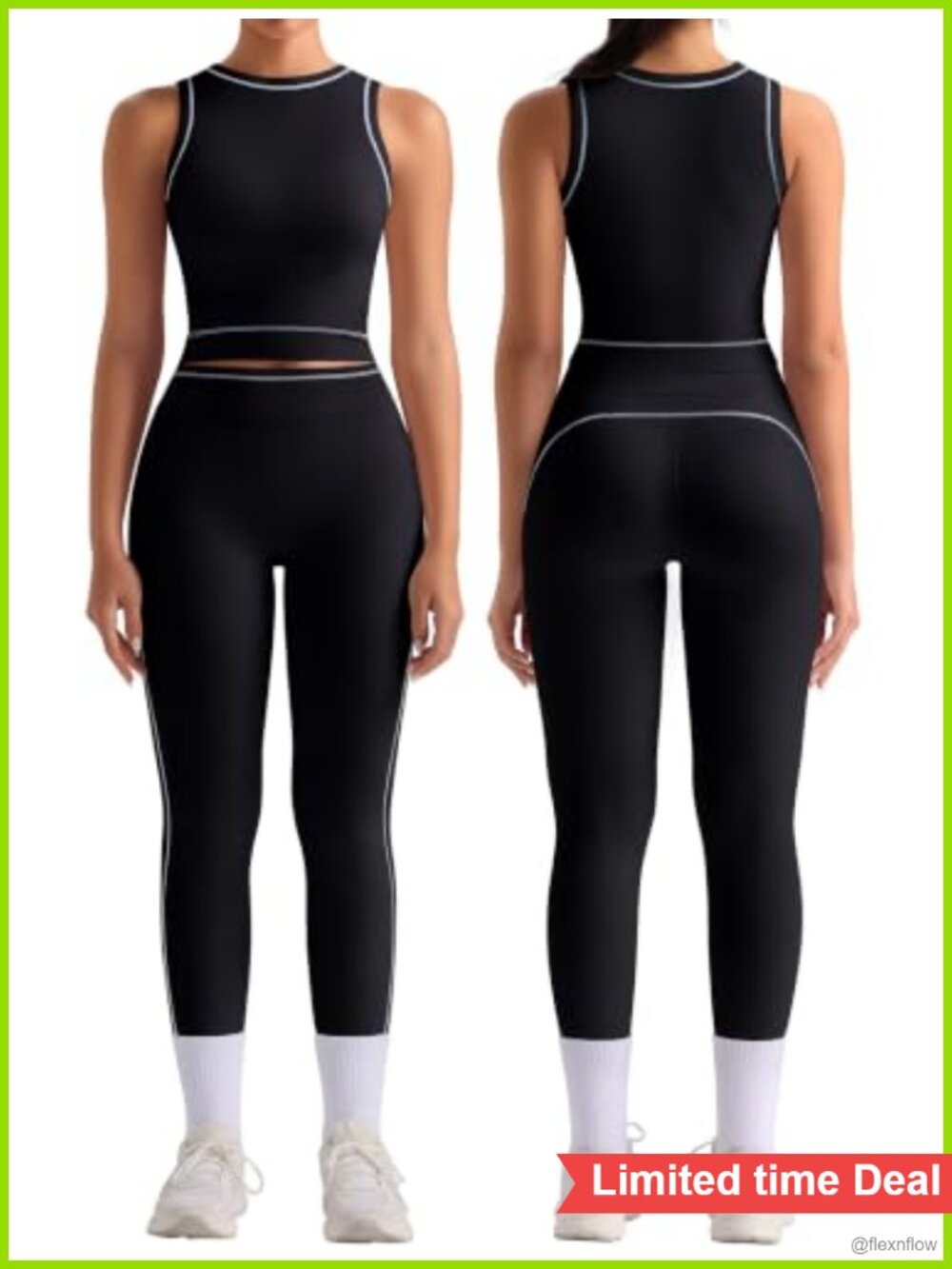 Seamless 2 Piece Workout Set Crop Tank Top Butt Lifting Leggings